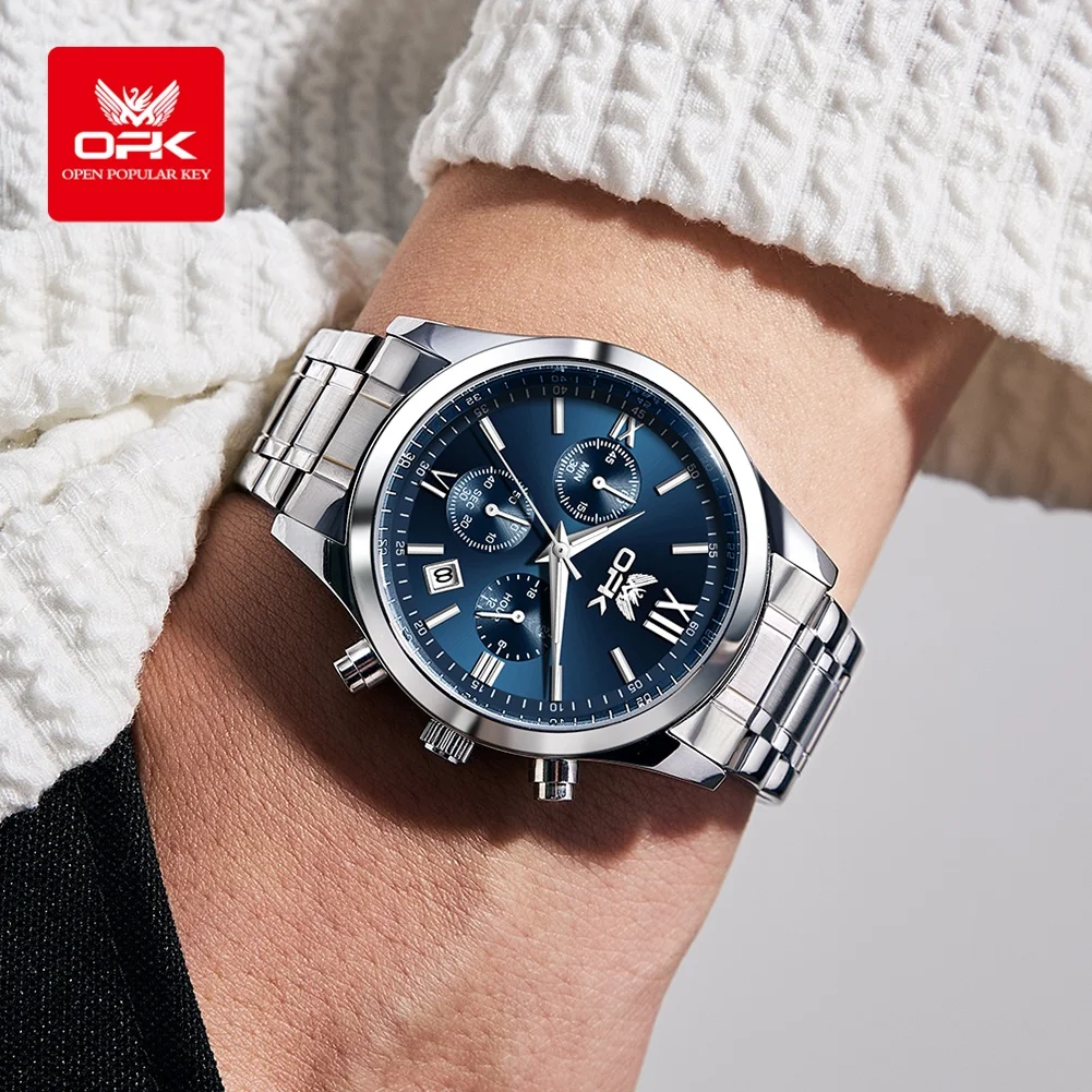 OPK 6052 ساعة رجالي تاريخ تلقائي سوار فولاذي غير قابل للصدأ ساعات رجالية عالية الجودة #4