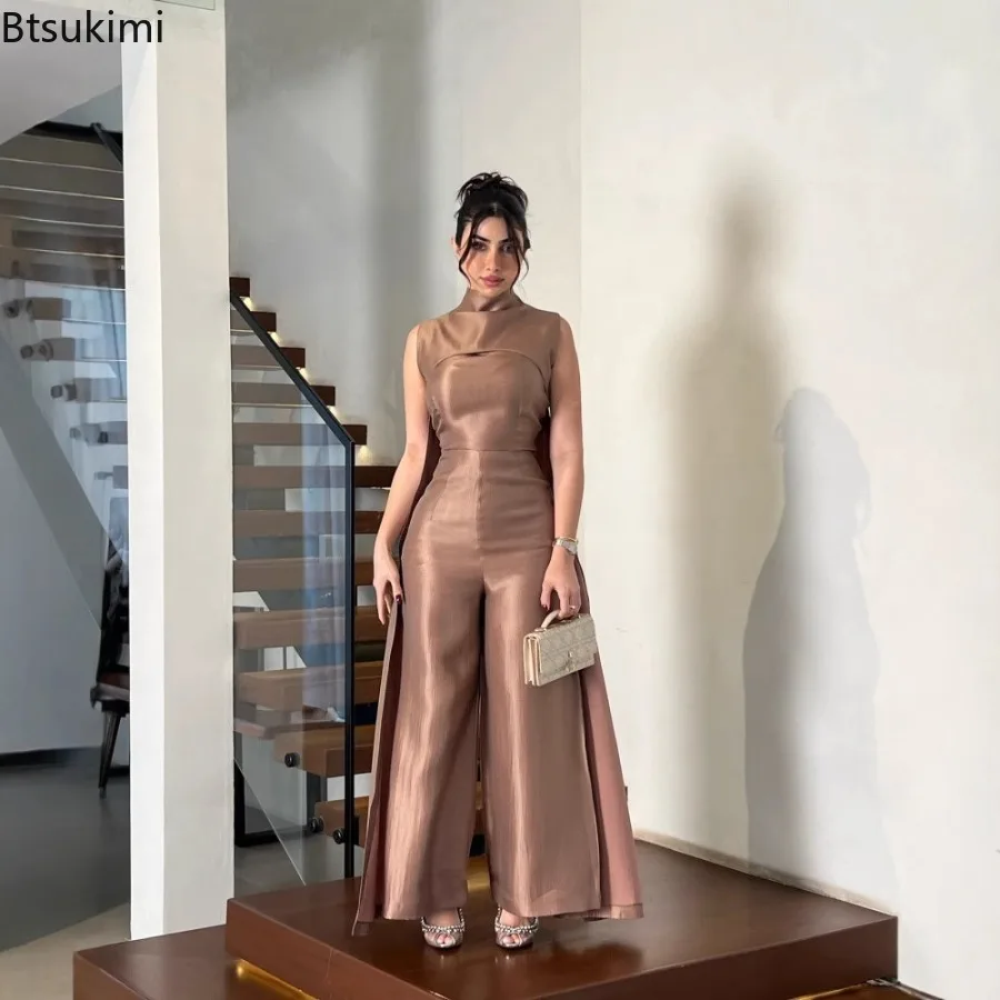 

2026 New Women's Jumpsuit 2 Piece Sets Jalabiya Ramadan Party Wide Leg Pants Arab Long Robe Elegant Morocco Dubai Kaftan Outfits