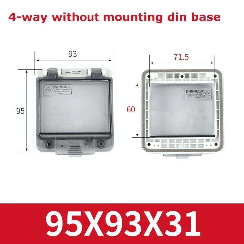 Waterdichte transparante raamafdekking IP67 ABS-kunststof voor buiten Juction Box Beschermende knopschakelaar zonder montage Din-basis