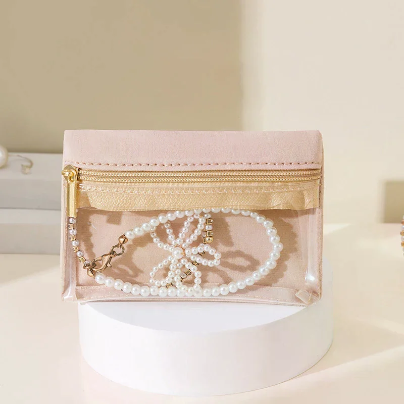 

Portable Velvet Jewelry Box Zipper Pouch Waterproof Dustproof Travel Storage Bag For Earrings Necklace Ring Bracelet Trinkets
