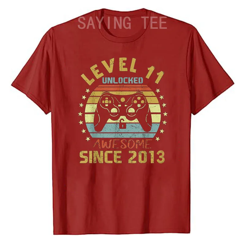 Level 11 Unlocked Awesome Since 2013 11th Birthday Gaming T-Shirt Video Game Lover Graphic Tee Tops Boys Fashion Cute Sons Gifts