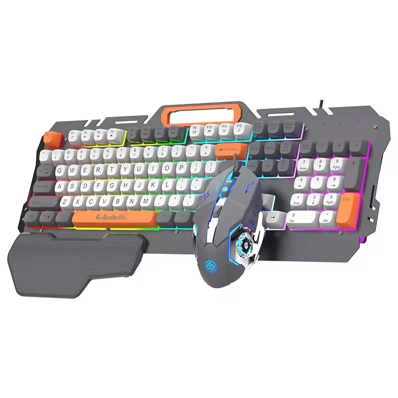Wired Gaming Keyboard and Mouse Set with Wrist Rest Keyboard for Windows/Mac, Desktop, Laptop, PC, Gray