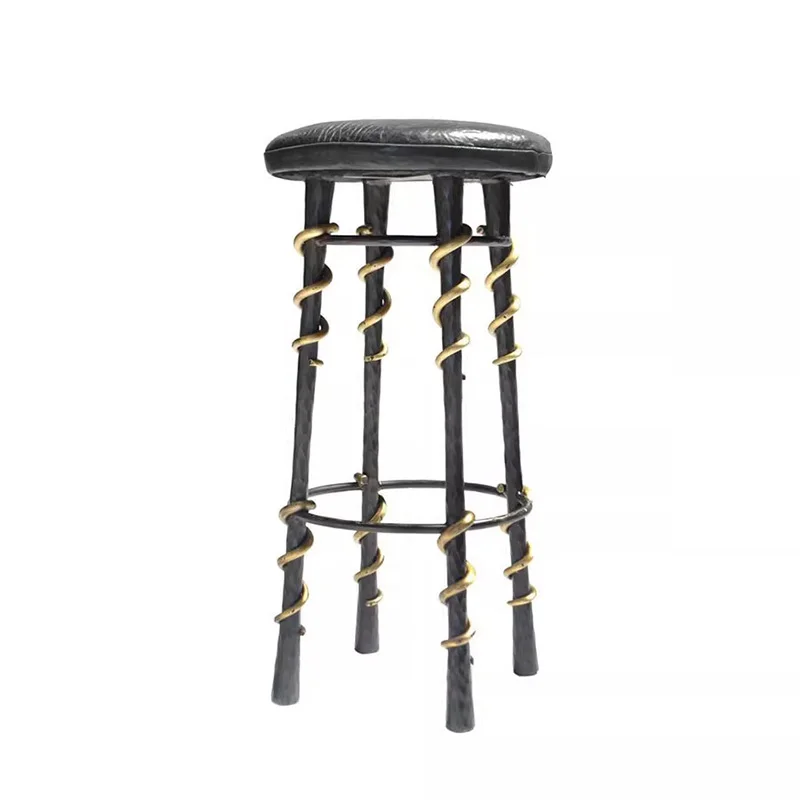 

Modern leather bar stools, black metal high chairs, soft dining room seats