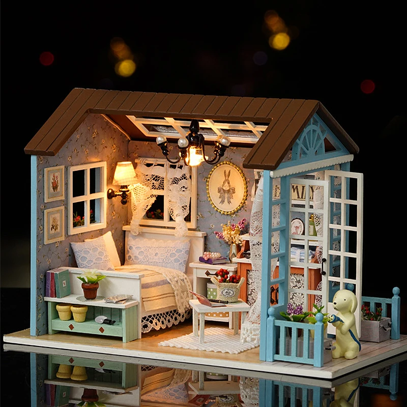 

Mini DIY 3D Puzzles Wooden Doll House Model Building Kits Toy Home Kit Creative Room Bedroom Decoration Furniture For Xmas Gifts
