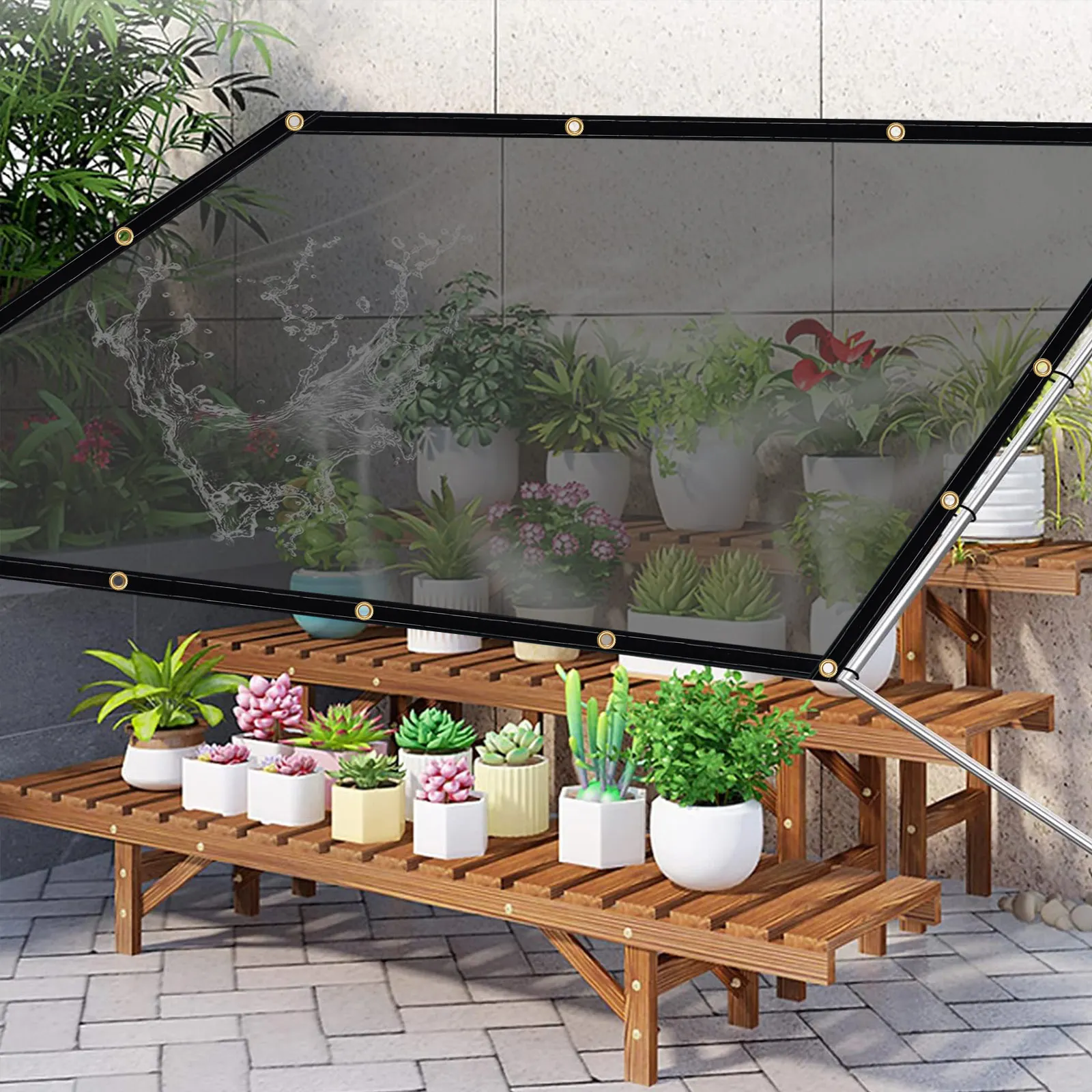 Sonnenschutz, wasserdichte Plane aus PVC mit Ösen, 400 g/m2, UV-Schutzplane für Pavillon, Garten, Balkon, Sichtschutz – Detail 10