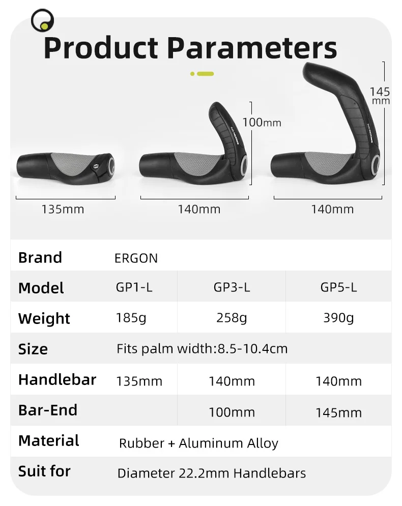 ERGON MTB-Griffe GP1 GP3 GP5 Ergonomie Gummi stoßfest rutschfestes Schloss Fahrradgriffe Mountainbike-Griffe Fahrradlenker – Detail 3