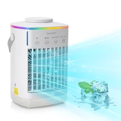 Air Conditioner Portable Fan Desktop Dual Spray Ultrasonic Atomization 3/4-Speed Mute Air Cooler Night Light for Home Office