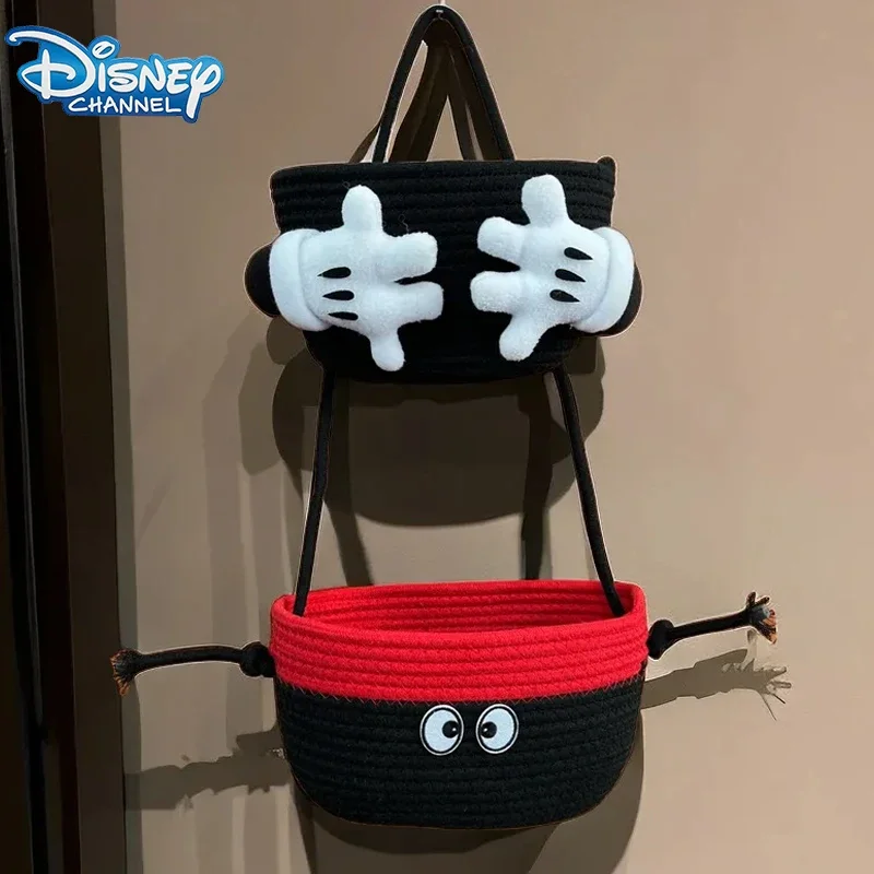 Disney Mickey Mouse Palm Double Layer Storage Basket Cute 3D Wall Hanging Basket Cartoon Braid Storage Box Party Gift