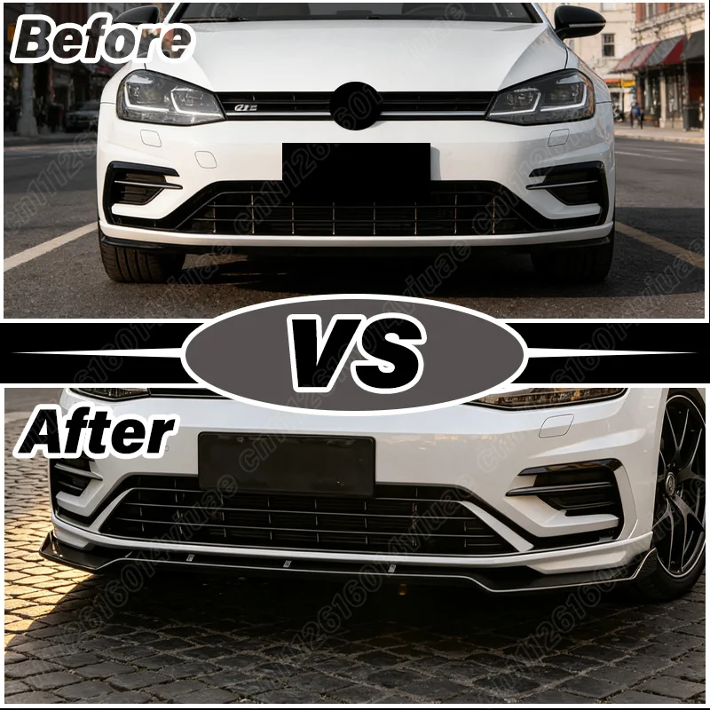 For VW Golf MK 7 7.5 GTI R R-Line 2012 2013 2014 2015 2016 2017 2018 2019 Front Bumper Lip Lower Splitter Spoiler Diffuser Trim - view 2