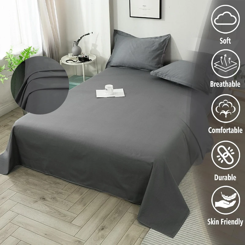 

Solid Color Soft Bed Sheet Wrinkle Resistant Machine Washable Hotel Quality for Single Double Queen King Size Home Dormitory Use