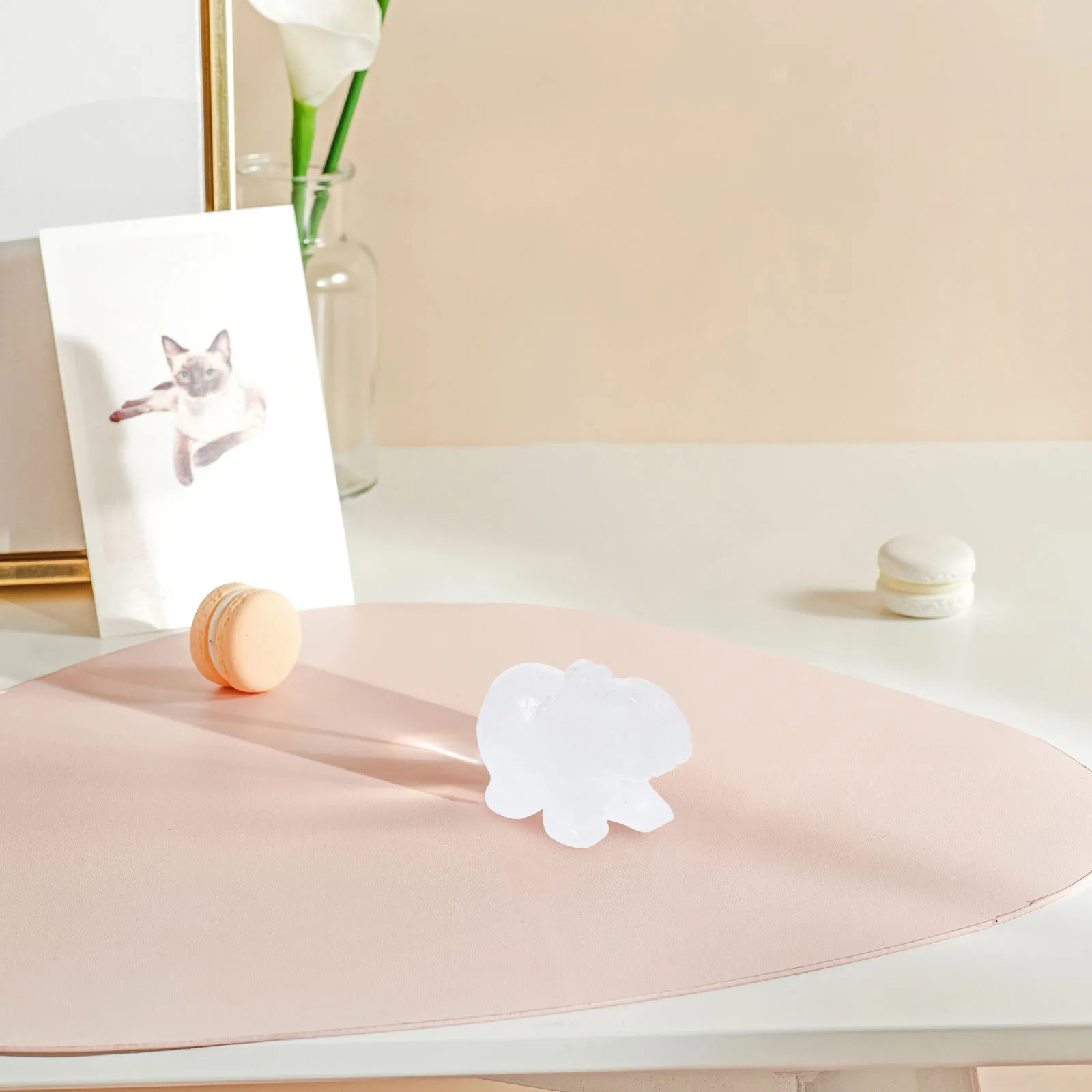 

Crystal Elephant Sculpture Compact Clear Desktop Ornament Elegant Artistic Home Office Decoration