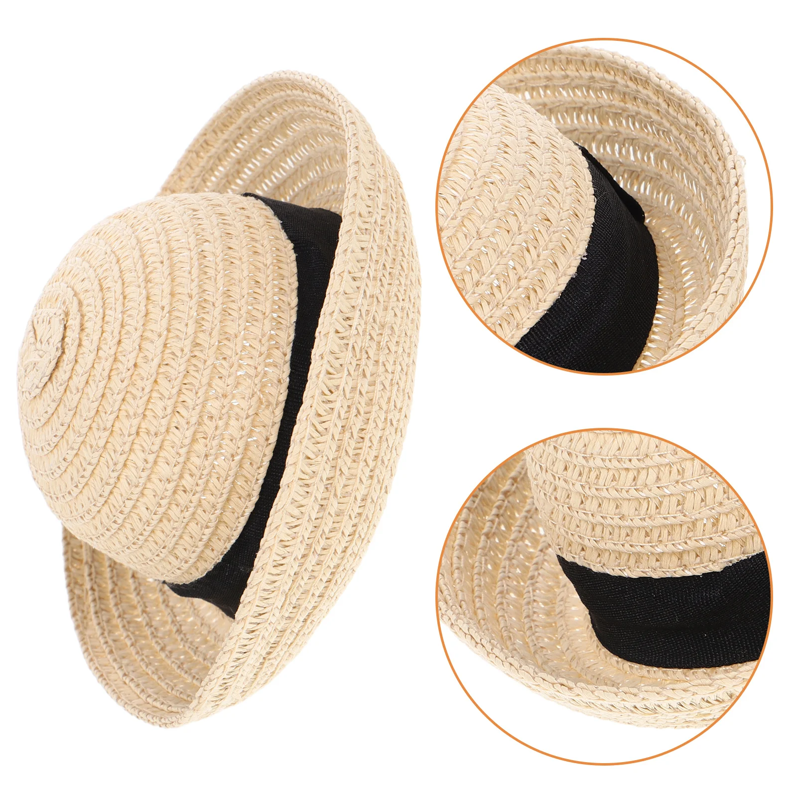 

Straw Hat Hand Woven Dolls DIY Cute Sombreros Mini Knitting Miniature House Crafts Fashionable