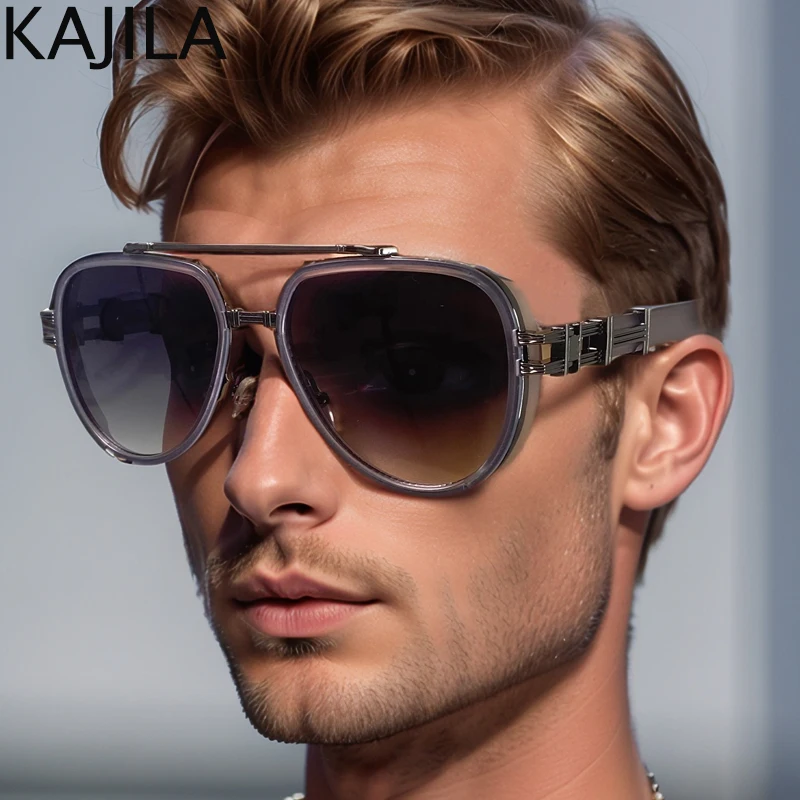 Oversized Steampunk Oval Polarized Sunglasses Men Women 2024 Luxury Brand Metal Frame Sun Glasses For Male Double Beam Eyewear