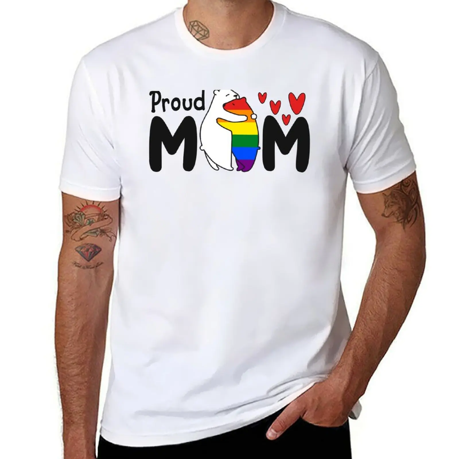 

Bear Hug Proud Mom LGBT rainbow Mother Kids T-Shirt graphic tee shirt anime fruit of the loom mens t shirts