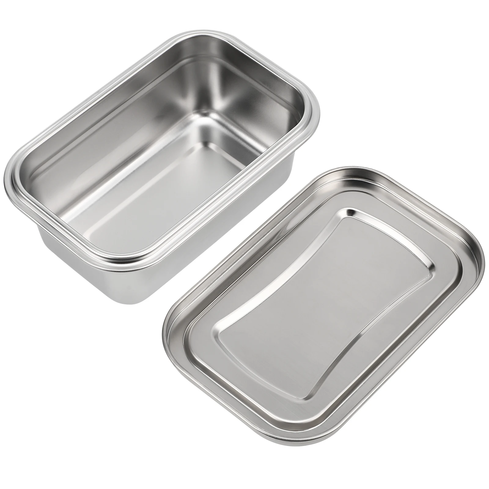 

Ice Cream Box Stainless Steel Round Containers Silver Storage Lid Sealed Freezer Bowl Yogurt Dessert Cake Household