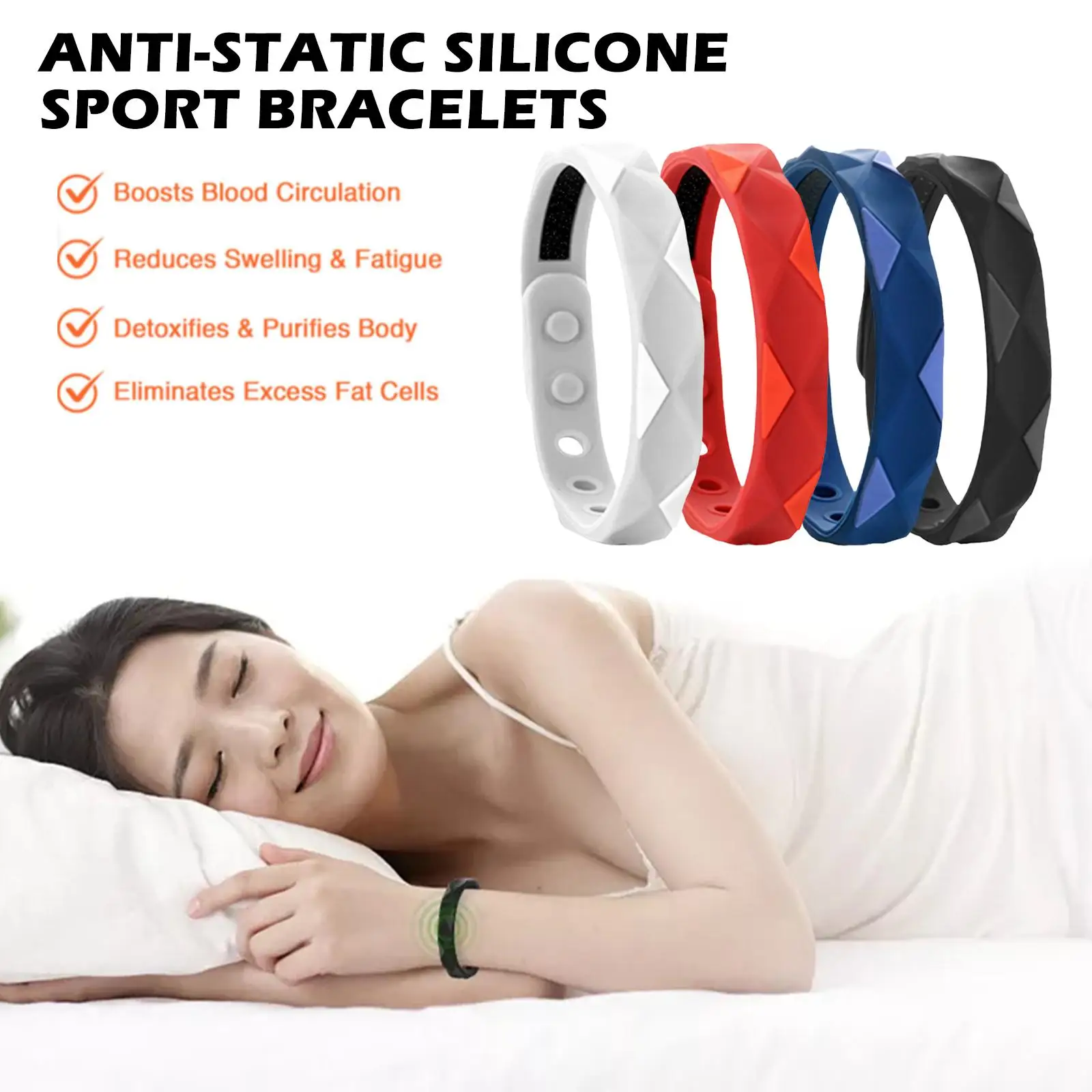 Anti-radiation Bracelet For Men Women Energy Balance Negative Ion Sports Bracelet Silicone Couple Hipster Jewelry Anti-static