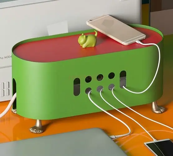 

1pcs Cat Claw Hub Desktop Power Cable Storage Box, Socket Strip Blocking Router