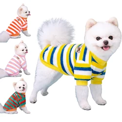 Soft Flannel Warm Dog Clothes Winter Dogs Hoodie Sweatshirt For Puppy Cat Rainbow Striped Clothing Chihuahua Shih Tzu Apparel