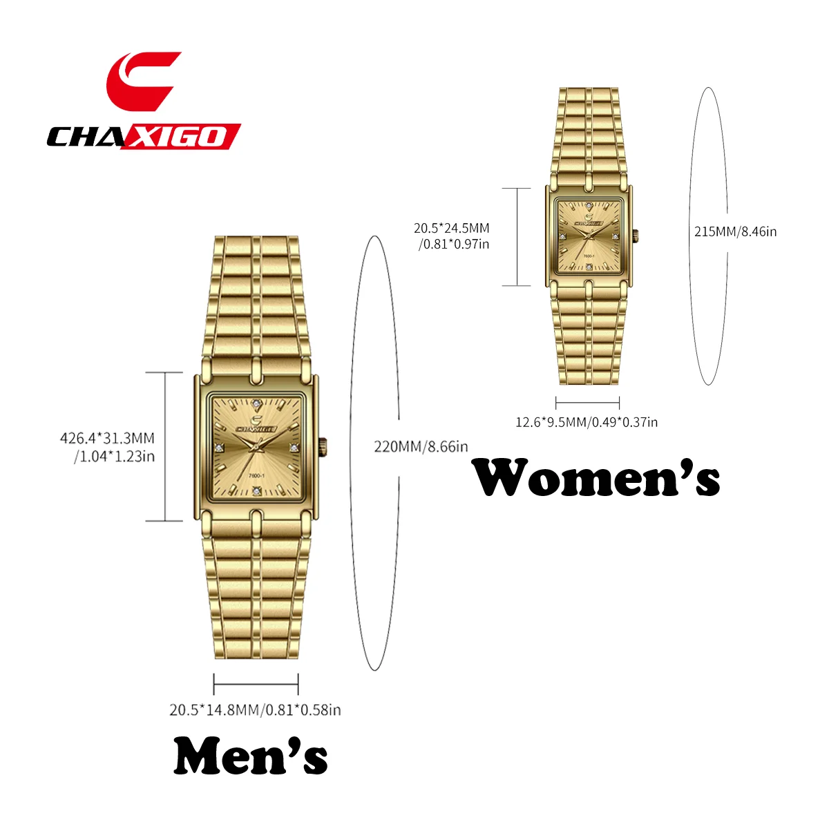 ساعة CHAXIGO الكلاسيكية للزوجين - مقاومة للماء حتى 30 مترًا، وجه زجاجي معدني، سوار فولاذي، تصميم خالد، ساعة مكتبية/كاجوال