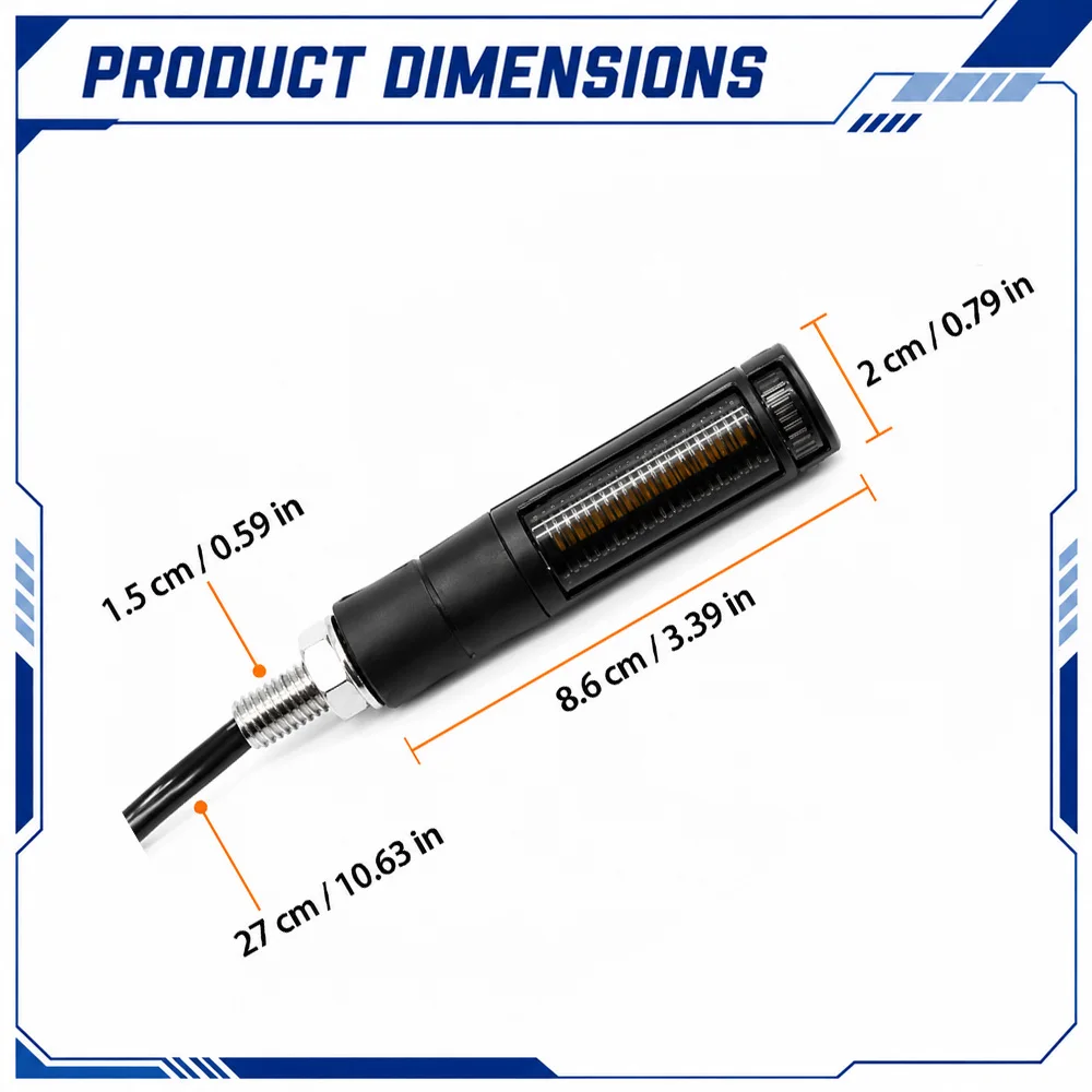 2pcs Universal Motorcycle LED Turn Signal Light For motorcycles with matching 10 mm mounting thread and 12 V DC power system