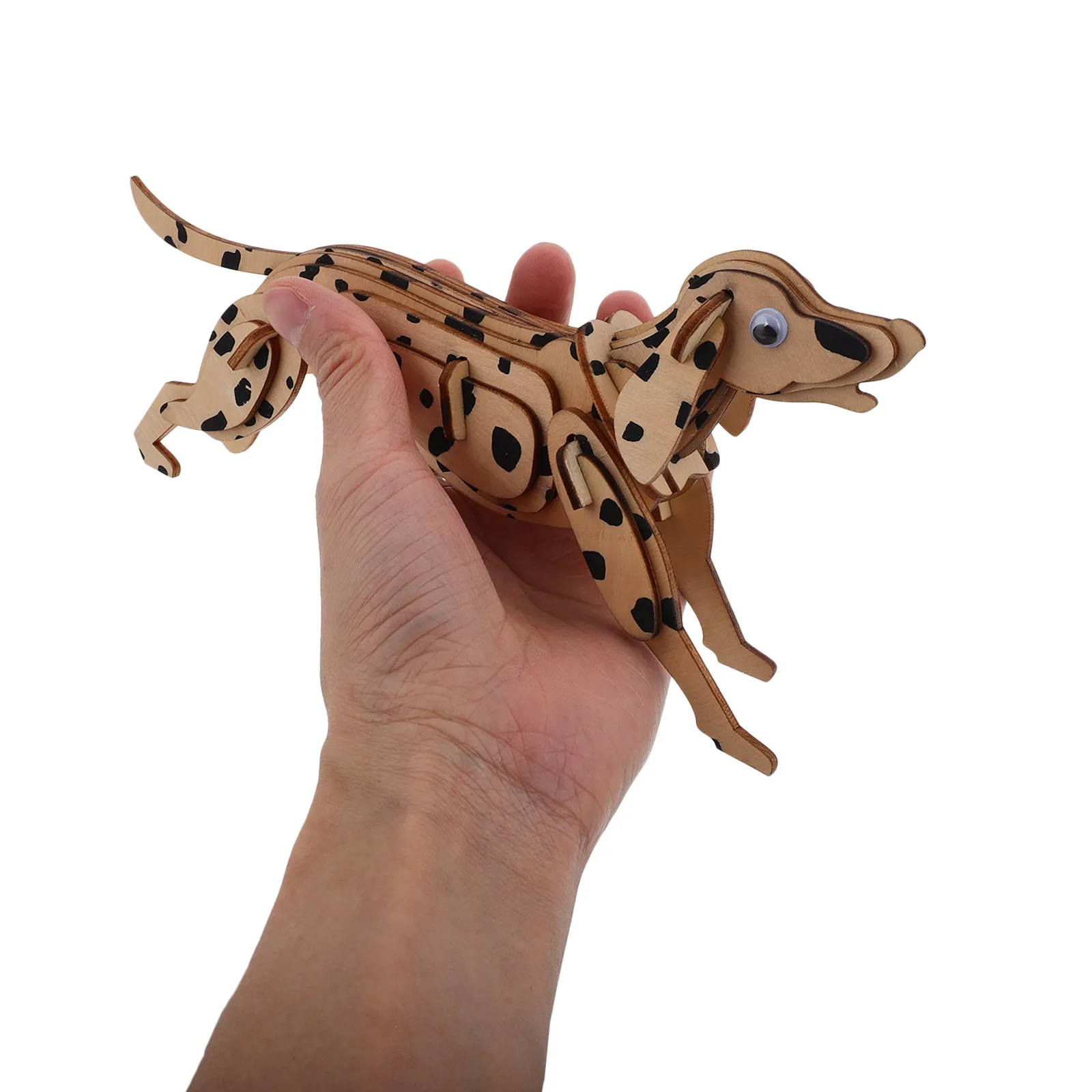 

Wooden Dalmatian 3D Puzzle DIY Kit Handmade Smooth Wood Craft Assembly Brain Teaser for Desk Bookshelf Home Decor Family