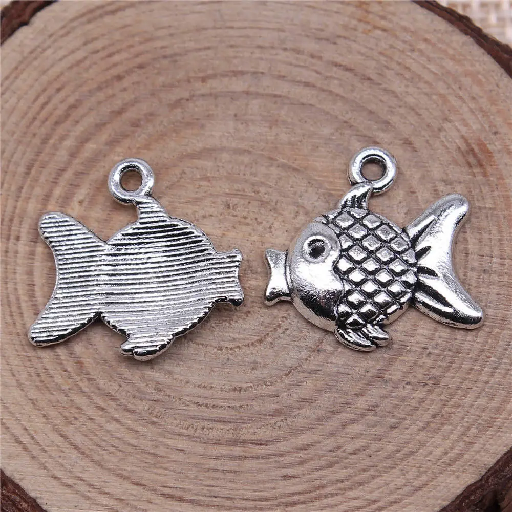 Pendant Fish Charms Vintage Jewelry 17x18mm 10pcs