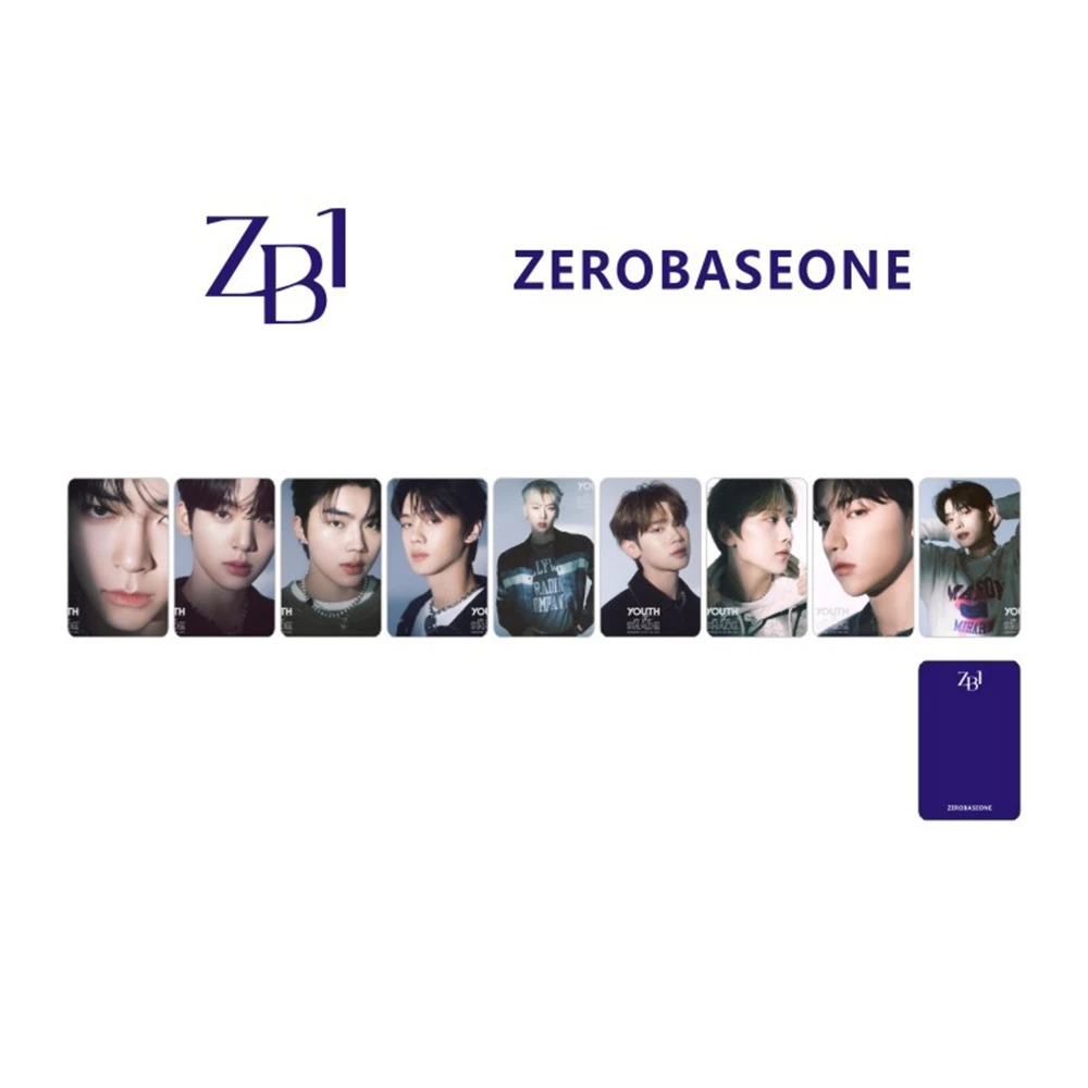 9Pcs/Set ZB1 Postcards Kpop Zerobaseone Mini Album YOUTH IN THE SHADE Photo Card Hanbin Ricky Double-Sided LOMO Cards Fans Gift