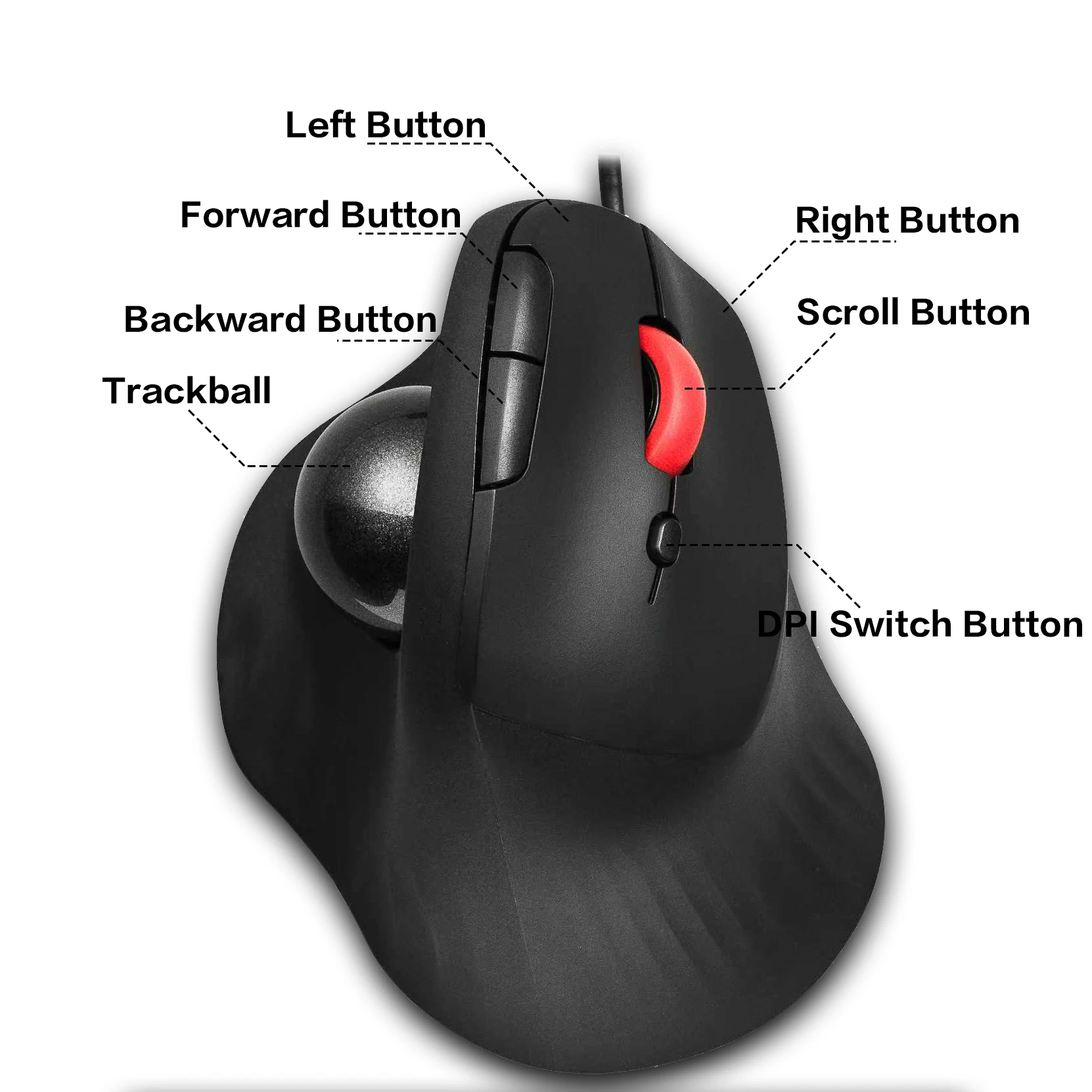 เมาส์แทร็กบอลแบบมีสาย JOMAA เม - Ergonomic Mouse Trackball Thumb บทวิจารณ์และราคา