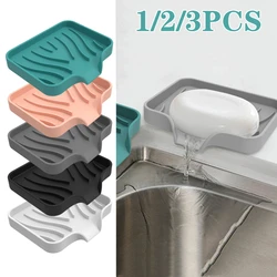 Silicone Soap Dish for Bathroom Self Draining Soap Bar Holder Kitchen Sink Soap Dish Sponge Drain Pad Countertop Soap Dispenser