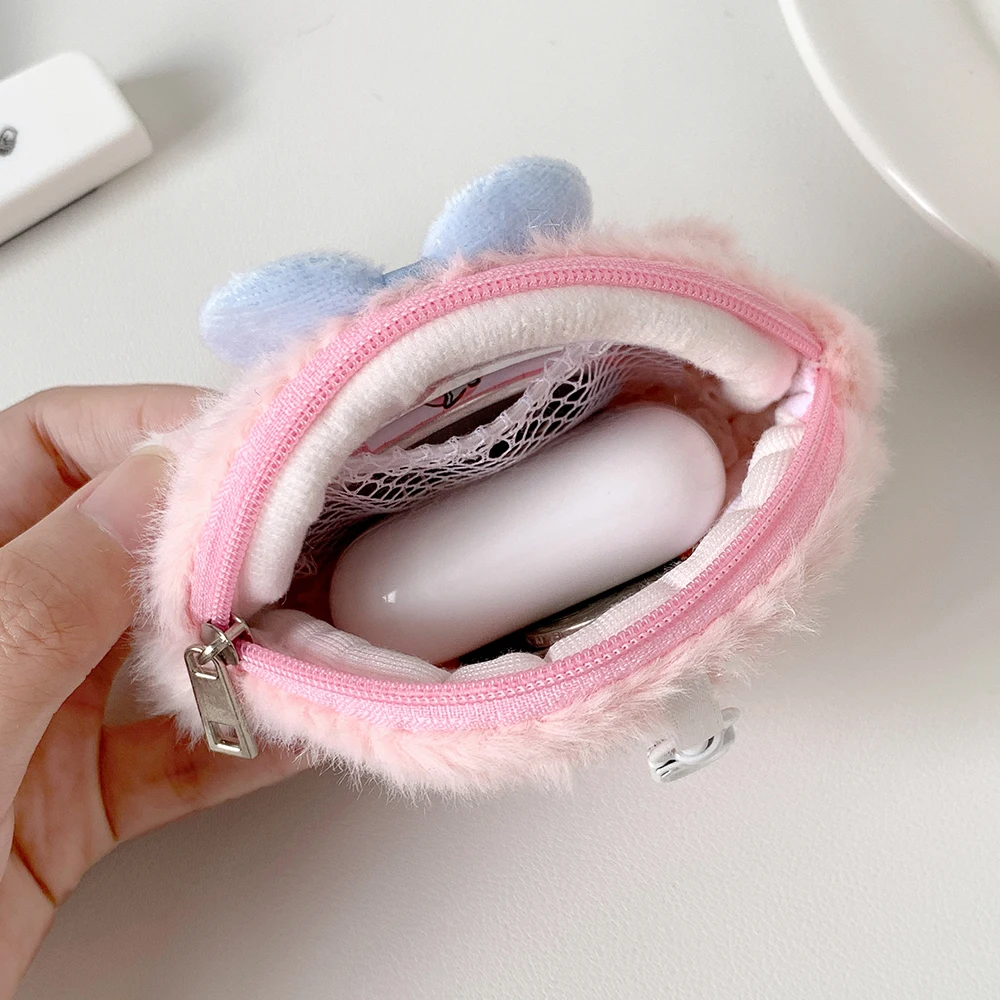 Kawaii Animal Badge Holder Plush Mini Badge Storge Bag Cute Animal Bluetooth Headset Airpods Buds Bag Mini Lipstick Packet