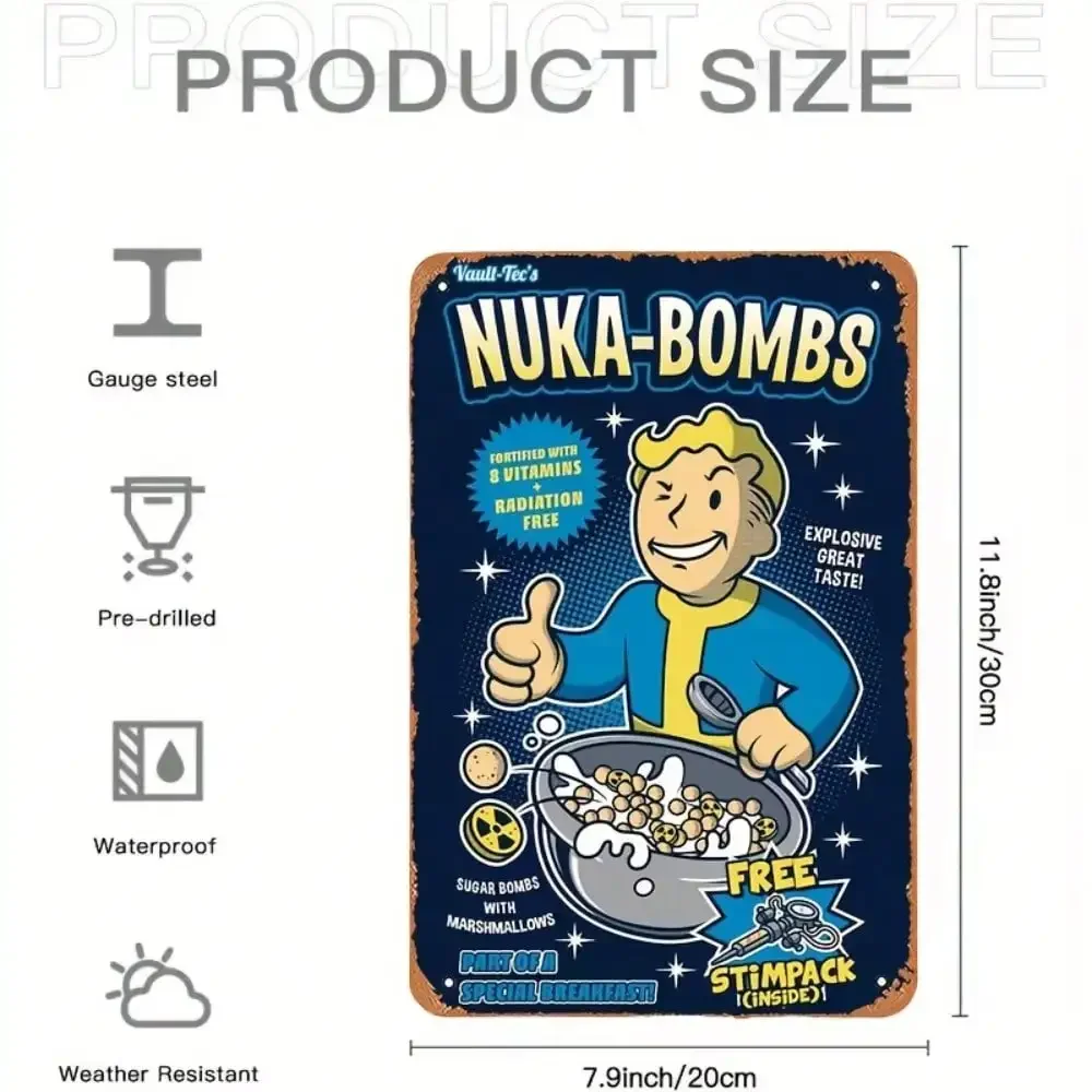 Vault-Tec Nuka-Bombs 금속 벽 장식 - - Retro Gaming Vault 리뷰 및 가격