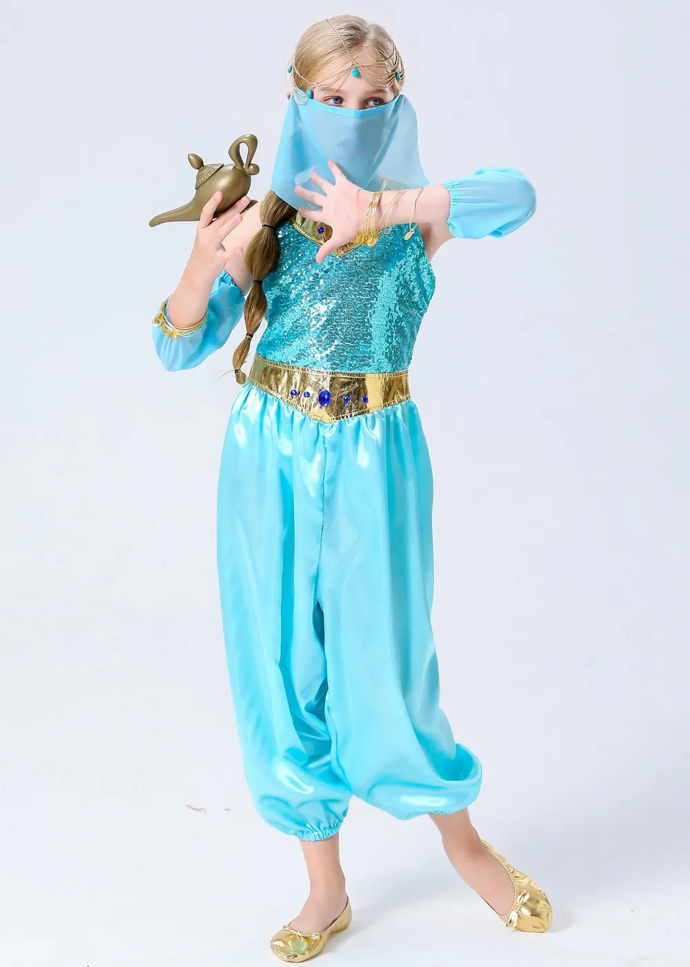 Kinder Cosplay Prinzessin Jasmin Bühne Performance Kostüm