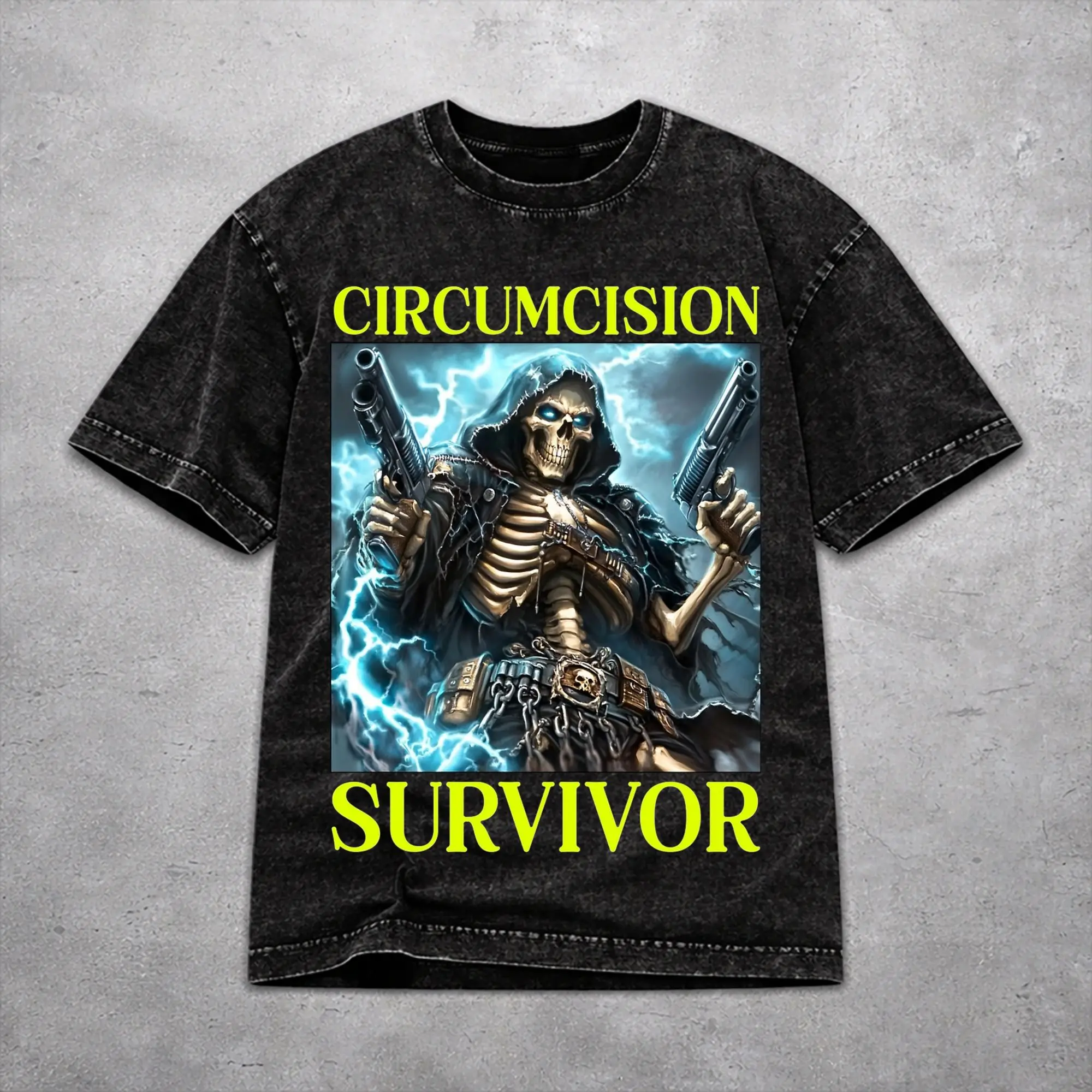 Circumcision Survivor Funny Cat Meme  Washed T Shirt Retro Streetwear Men Women  Loose T-Shirts Tee Cotton
