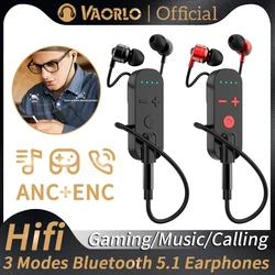 Lavalier Earphone 3 Modes Gaming/Music/Calling ANC+ENC Noice Cancelling Wireless Headset Bluetooth 5.2 Receiver Adapter With Mic