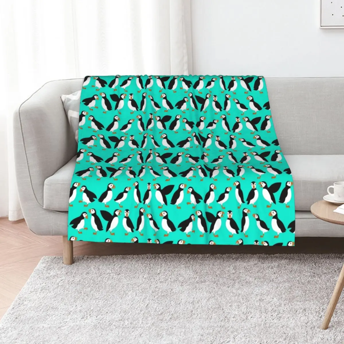 Puffins Throw Blanket Soft Big Bed covers warm for winter Sofas christmas decoration Retros Blankets