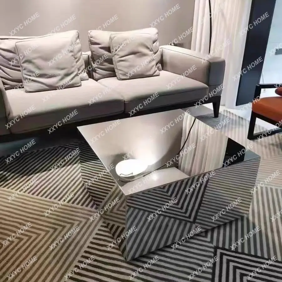 YY Special-shaped stainless steel mirror light luxury silver creative living room tea table coffee modern irregular coffee table