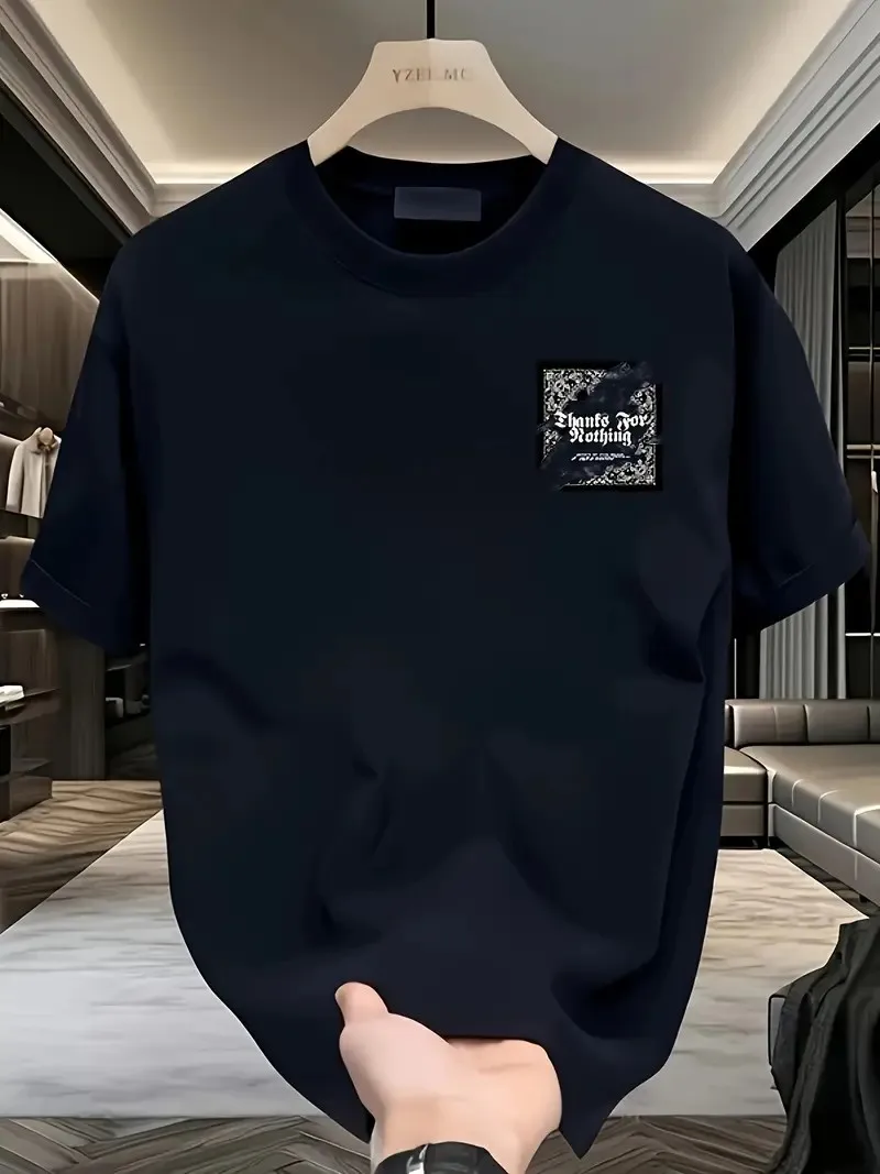 The 2025 summer new men's T-shirt features outdoor street fashion casual comfort breathability and 3D letter pattern printing