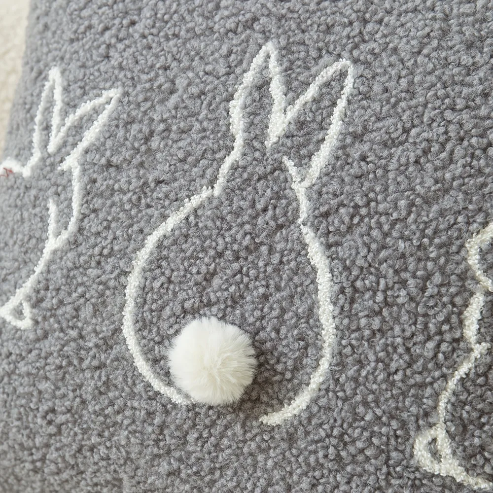 

Cartoon Easter Bunny Pillow Cover Square/Rectangular Skin-friendly Sofa Cushion Case Embroidery Hidden Zipper Pillowslip Couch