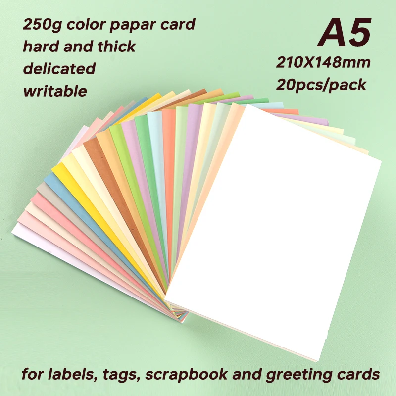 DUOFEN 250g color paper card delicate writable A5 hard paper thick paper for DIY papercraft projects Scrapbook Paper Album