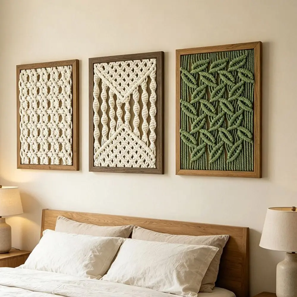 Dual-use Woven Tapestry Picture Frame Hand Woven Picture Frame Woven Decor Painting Tabletop Display Cotton Thread