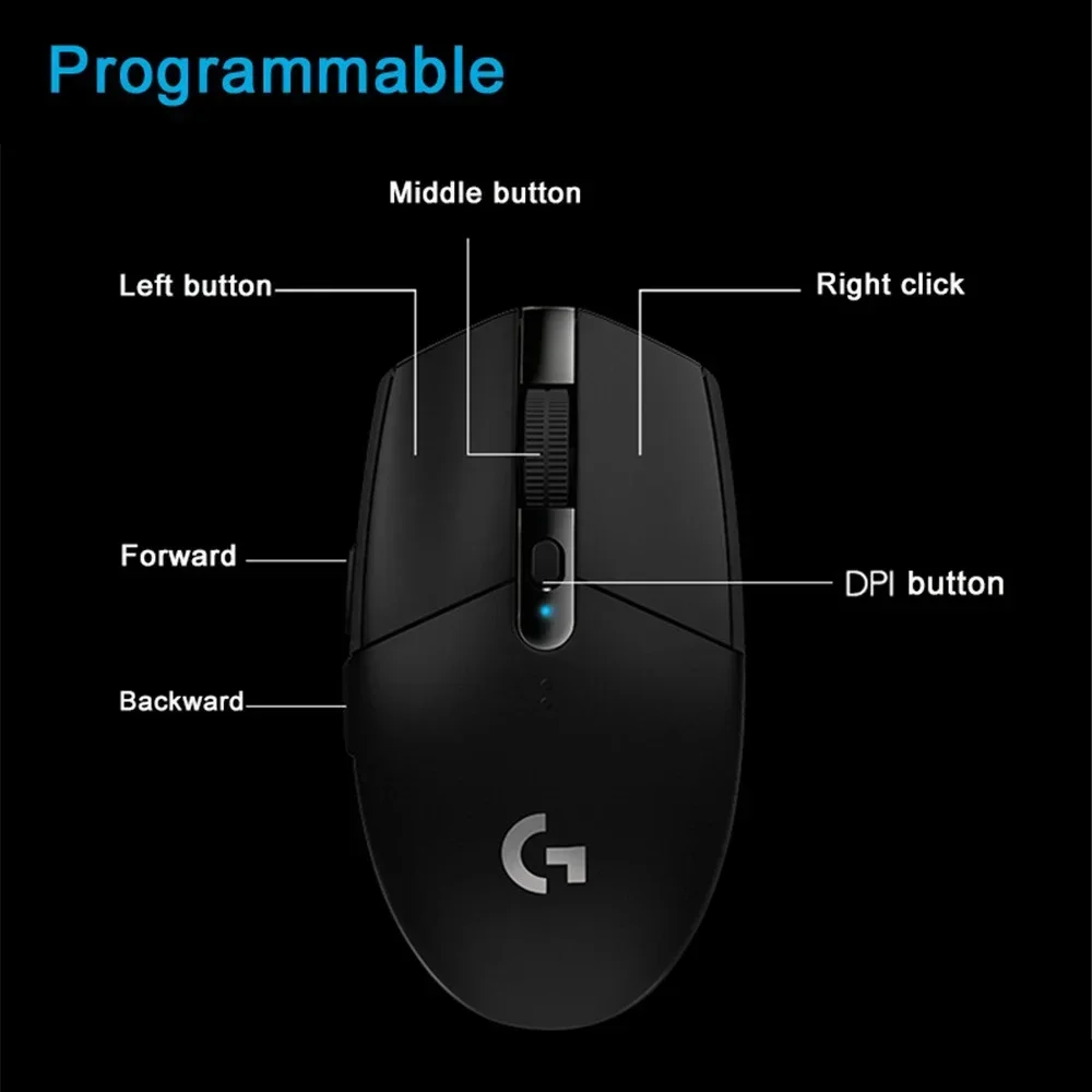 Классическая беспроводная игровая мышь Logitech G304/305, быстрый отклик и длительный срок службы батареи, точное позиционирование, несколько вариантов цвета