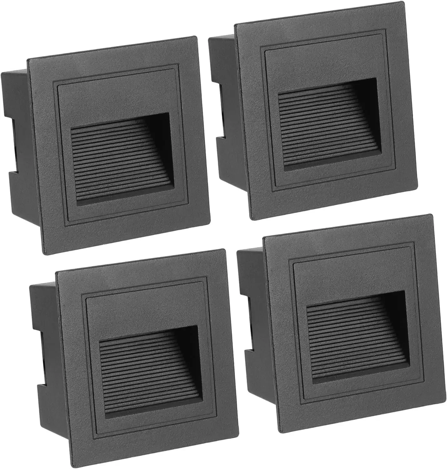4 Pack LED Step Light 3W 220V/12V Recessed Stair Lighting Aluminum Waterproof Indoor Outdoor Black Shell Stairway Lights
