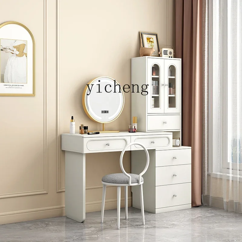 

Retro Style Dressing Table Storage Cabinet Integrated Makeup Table Bedroom Advanced Sense Retractable Dressing Table