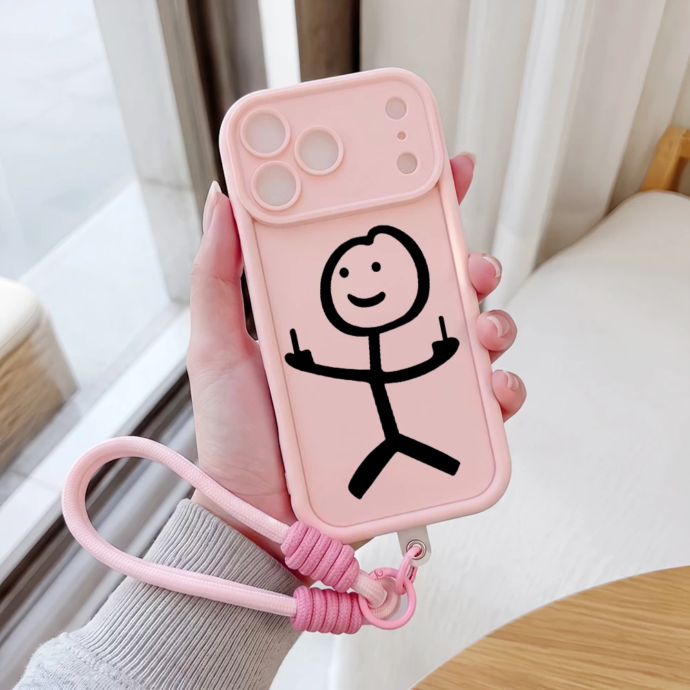 Lustige Strichmännchen-Handyhülle mit Schlüsselband für Samsung Galaxy Note 20 S25 S26 Plus S24 S23 FE S25 S24 Ultra A57 A07 5G Silikonhülle – Detail 1