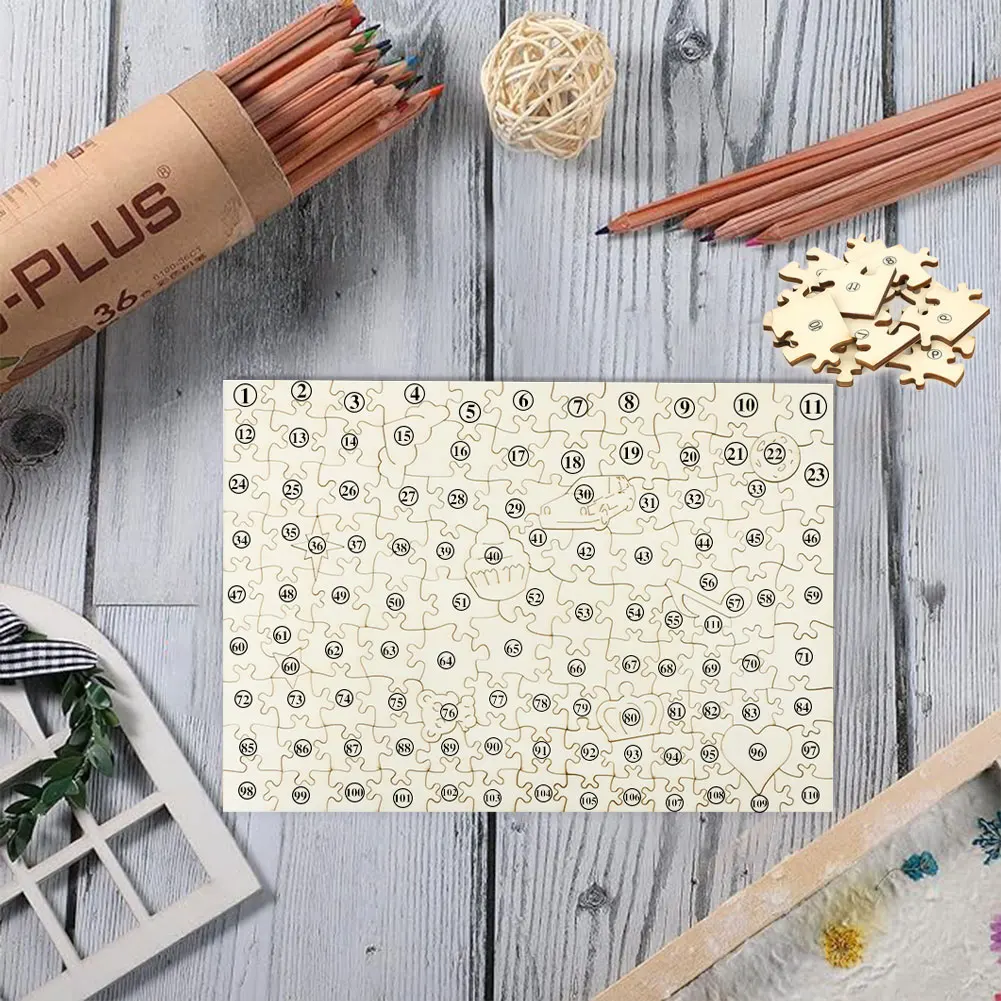 Unfinished Blank Wooden Puzzle Pieces, customizável Jigsaw, Handmade para desenhar em artesanato, projetos de arte DIY, A4
