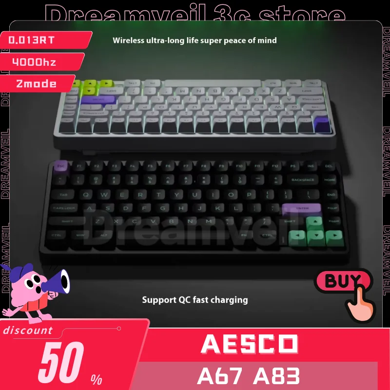 Aesco A67 A83 Inductor Switch Mechanical Keyboard 4000hz 0.013RT 2 Mode Wireless Keyboard Gaming Keyboard Custom PC Accessory