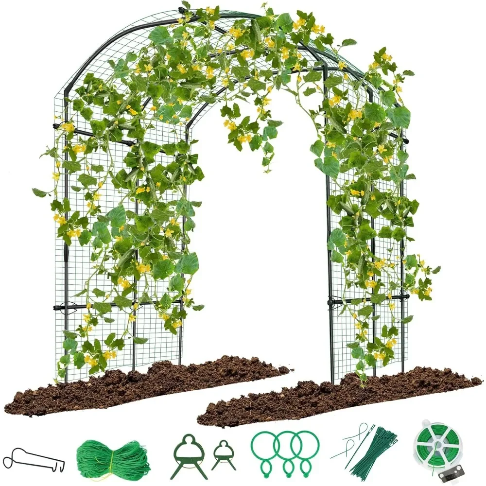 

Tall Garden Arch Trellis for Climbing Plants Outdoor Squash Tunnel Cucumber Trellises for Raised Bed PE-Coated,Trellis