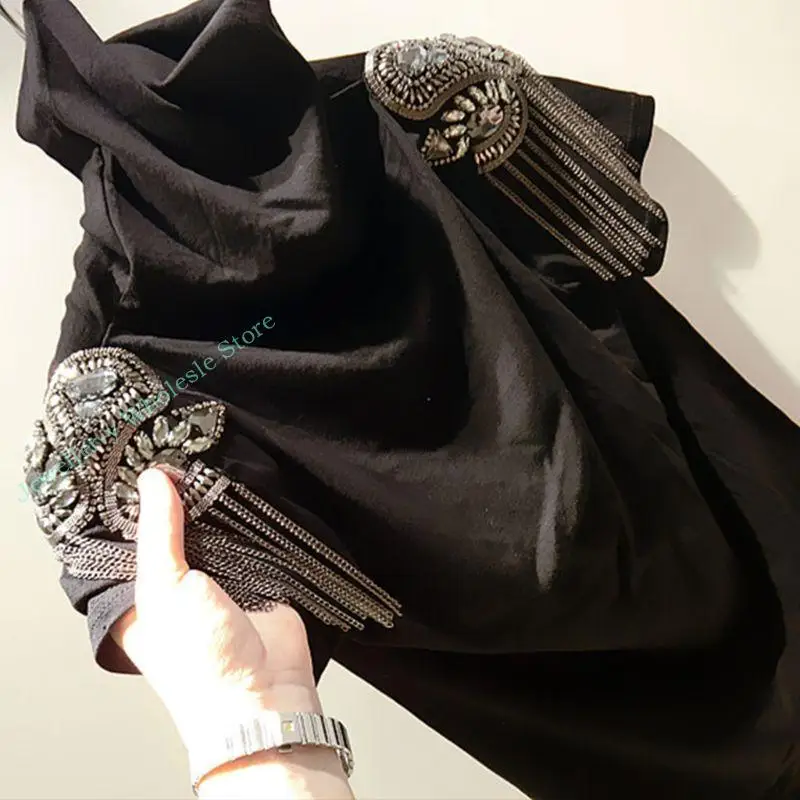 R7UF Women الأطفال شارة لوحة الكتف المصنوعة يدويًا لرقصات سلسلة المعادن بالخرز غير المزينة بالتصحيح مرحلة الاكتئاب #2