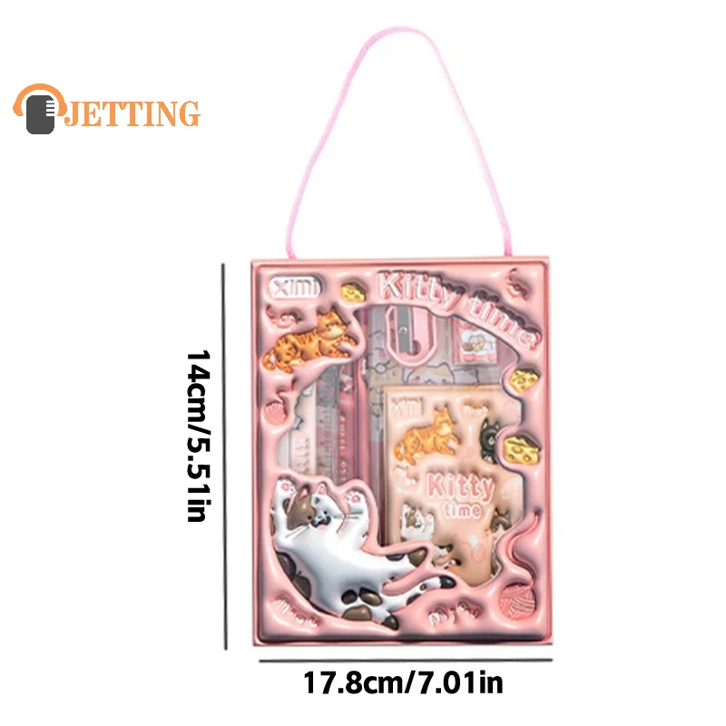 Cartoon Handheld Stationary Set Panda Pencil Dragon Eraser Astronaut Ruler Pencil Sharpener Cat Notebook W/Packaging Package