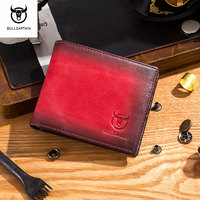 BULLCAPTAIN RFID Blocking Men's Leather Wallet Bifold Slim Wallet Multi-card Card Holder ID Wallet QB 05